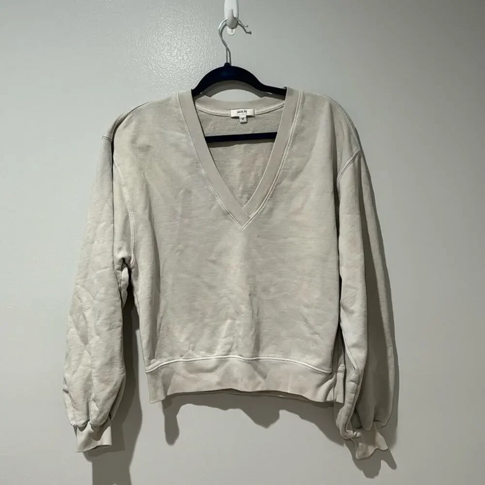 AGolde Women’s Sweatshirt Basic Loungewear Top Comfortable Travel V-neck - Picture 2 of 9